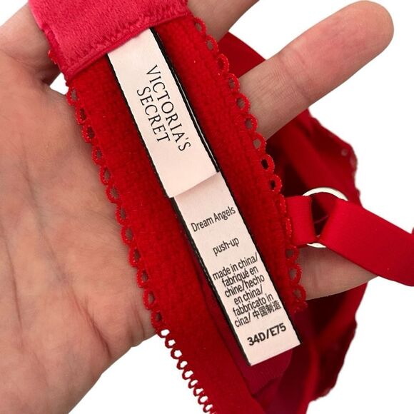 Victoria’s Secret Dream Angels push up Red Lace detail underwire Bra size 34D - Picture 4 of 4